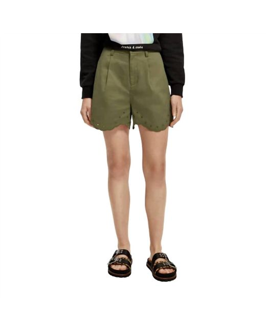 Scotch & Soda Green Embroidered Shorts