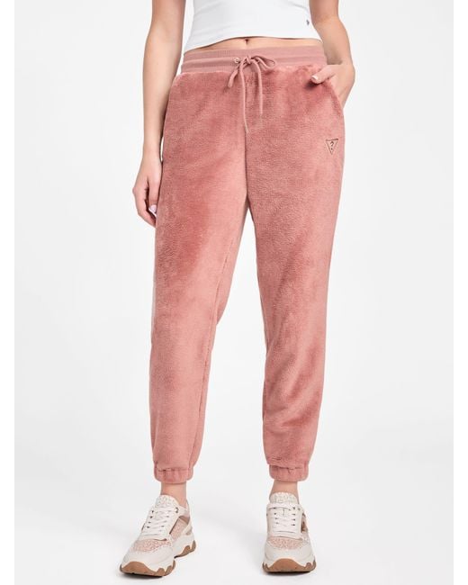 Guess Red Lolly Sherpa Joggers