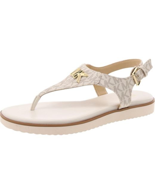 MICHAEL Michael Kors White Mk Charm Logo Flat Thong Sandals
