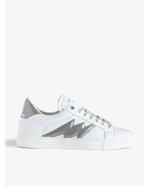 Zadig & Voltaire White La Flash Smooth Sneaker