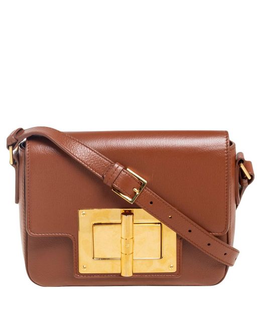 Tom Ford Brown Leather Small Natalia Shoulder Bag