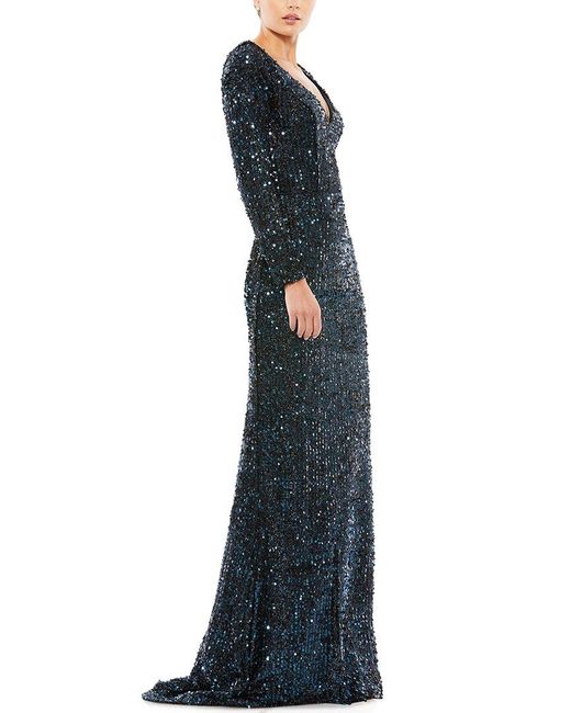 Mac Duggal Blue Sequined Gown
