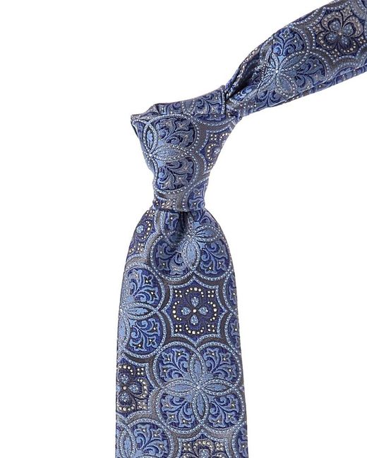 Canali Silver & Blue Silk Tie for men