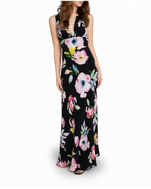 Nicole Miller Black Silk Plunge Open Back Gown