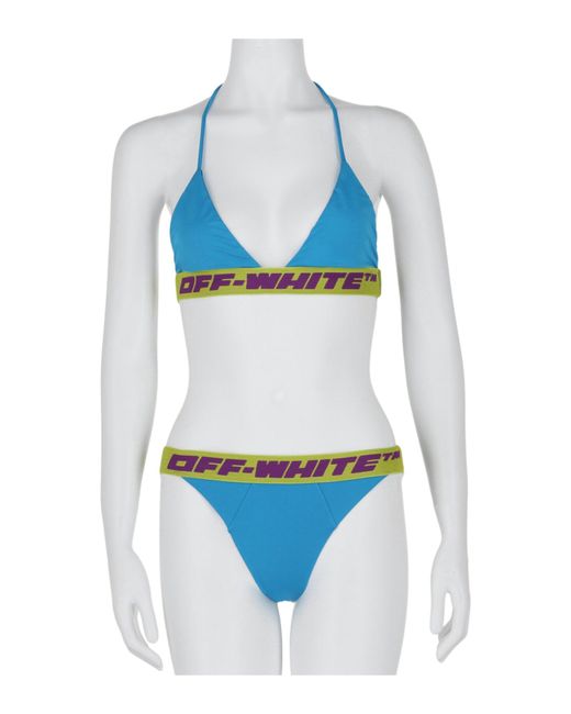 Off-White c/o Virgil Abloh Blue Logo Band Bikini Set