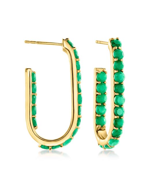 Ross-Simons Green Emerald Paper Clip Link Drop Earrings