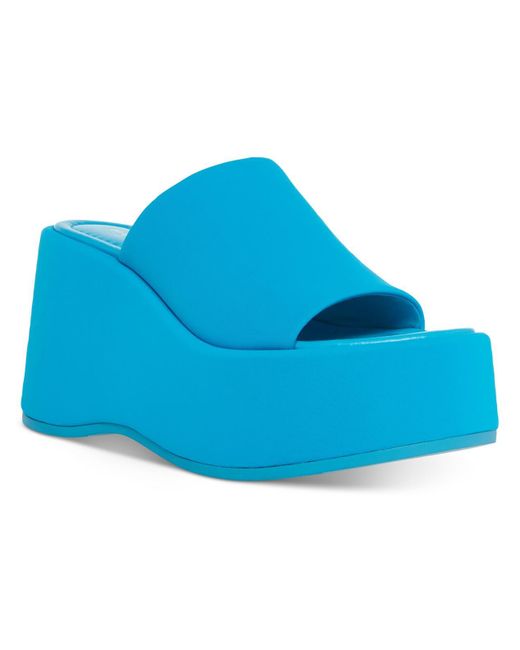 Madden Girl Blue Nicco Faux Leather Slip On Platform Sandals