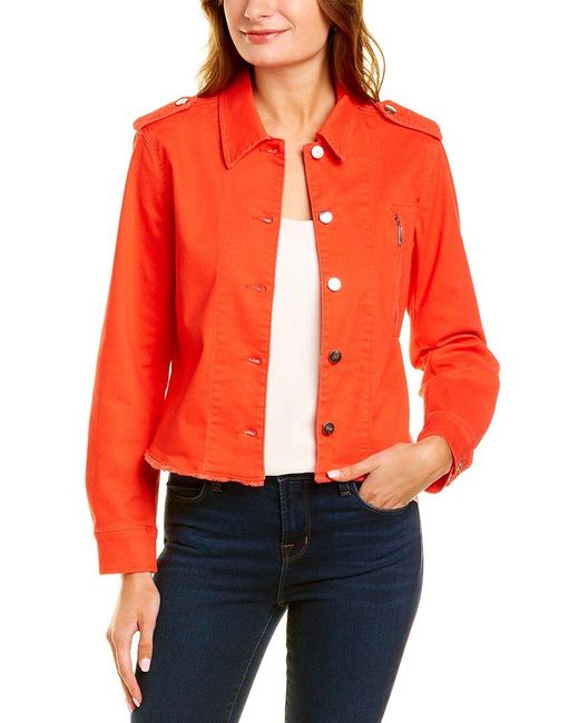 Jones New York Denim Jacket in Red | Lyst