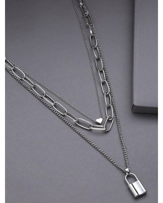 SOH Gray Pack Of 3 Plated Trendy Zirconia Chain