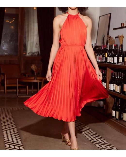 Lucy Paris Red Kora Pleated Dress