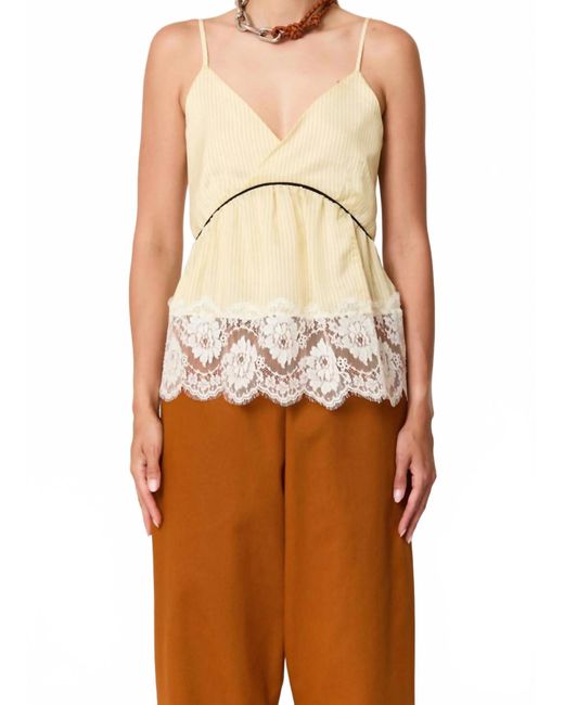 Plan C Multicolor Striped Cami With Lace