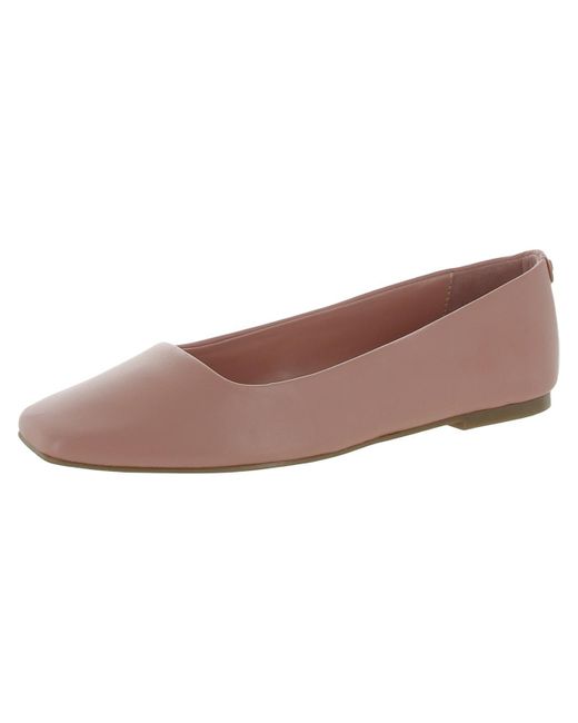Calvin Klein Brown Nyta Leather Square Toe Ballet Flats