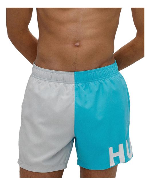 HUGO Blue 5" Inseam Beachwear Swim Trunks for men