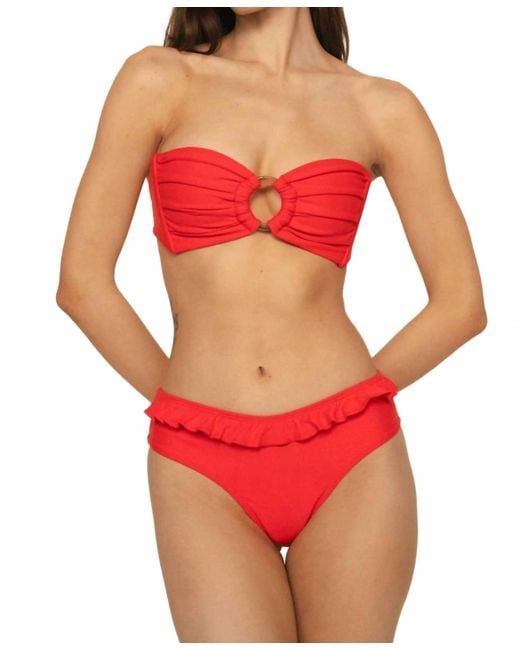Montce Red Nu-Micro Ruffle Bikini Bottom