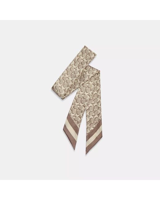 COACH Metallic Signature Print Silk Skinny Scarf