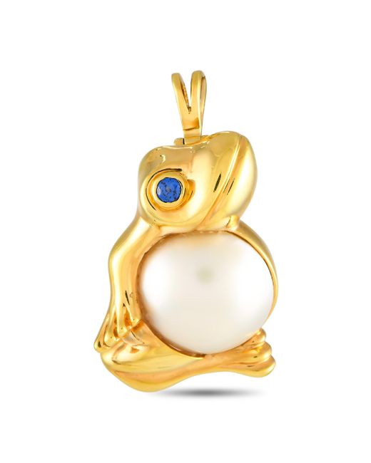 Van Cleef & Arpels Metallic 18k Yellow Mother Of Pearl And Sapphire Frog Pendant Brooch Vc15-012224