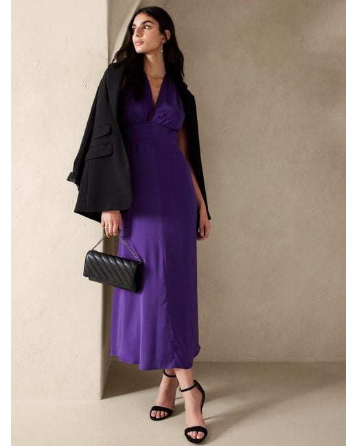 Banana Republic Factory Purple Wrap-waist Maxi Dress