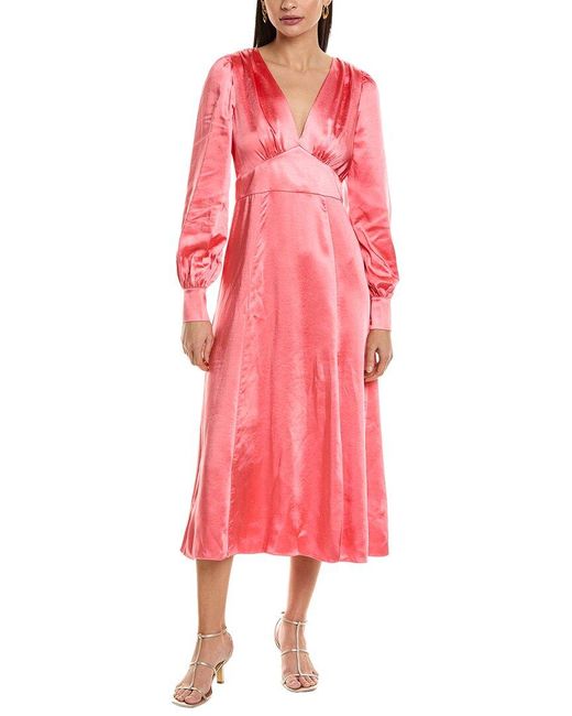 Ted Baker Pink Blouson Midi Dress
