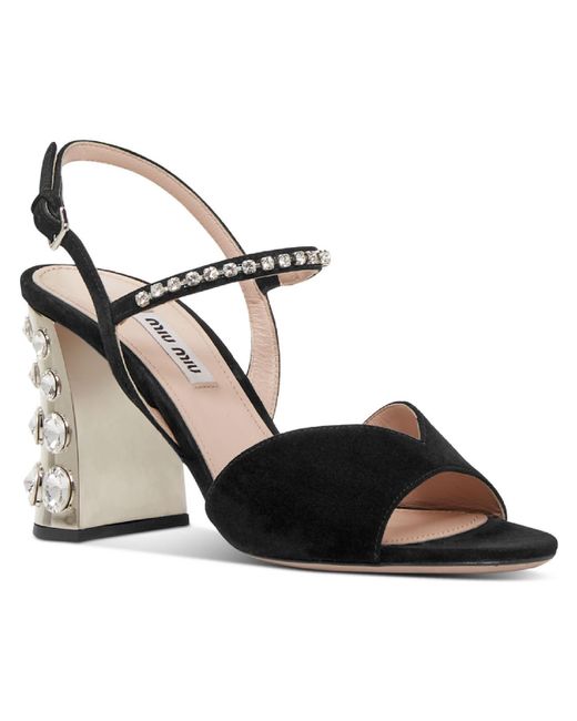 Miu Miu Calzature Donna Glitter Rhinestone Dress Sandals in Black | Lyst