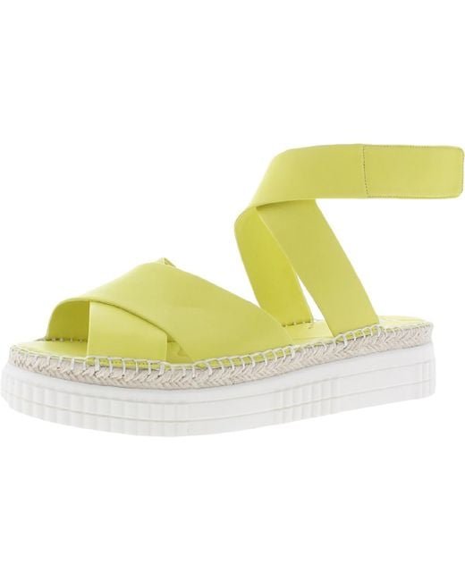 Franco Sarto Yellow Brock Leather Slingback Flatform Sandals