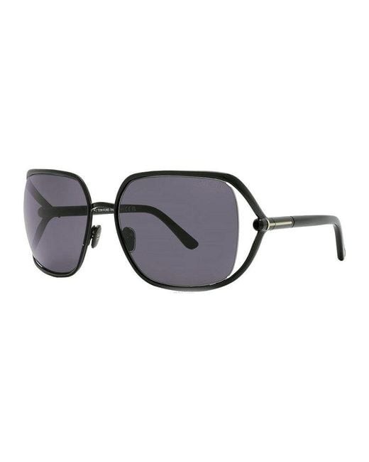Tom Ford Black Sunglasses Square Semi Rim, Shiny Rose Frame And Lens Ft109228E