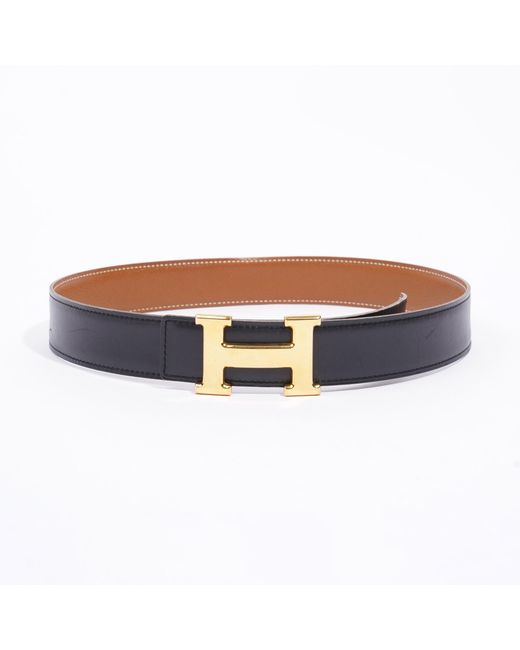 Hermès Blue H Belt / Tan Leather