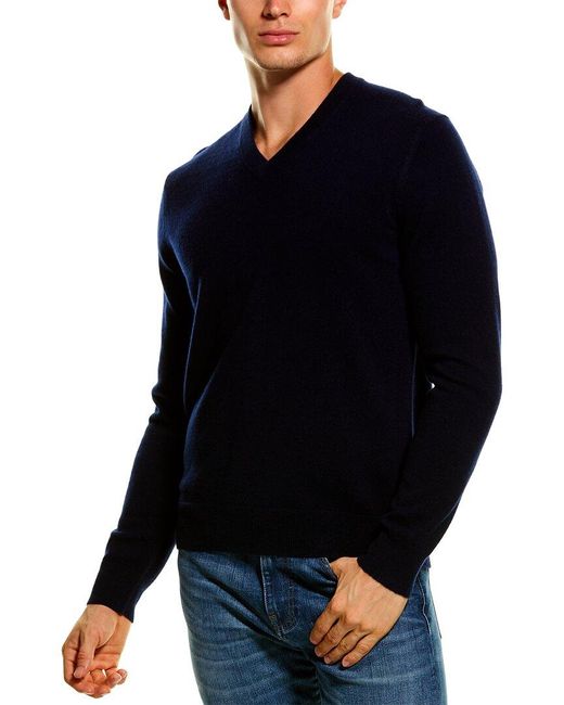 Qi Cashmere V-neck Sweater in Blue for 