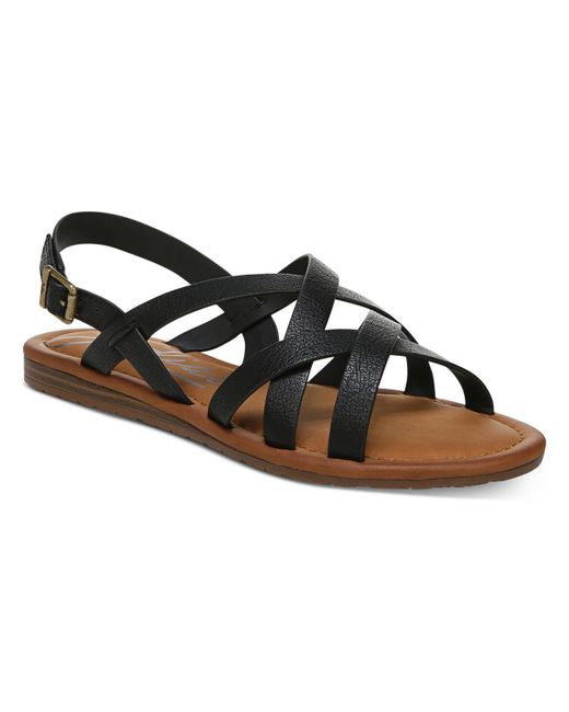 Zodiac Black Yale-2 Faux Leather Ankle Strap Strappy Sandals