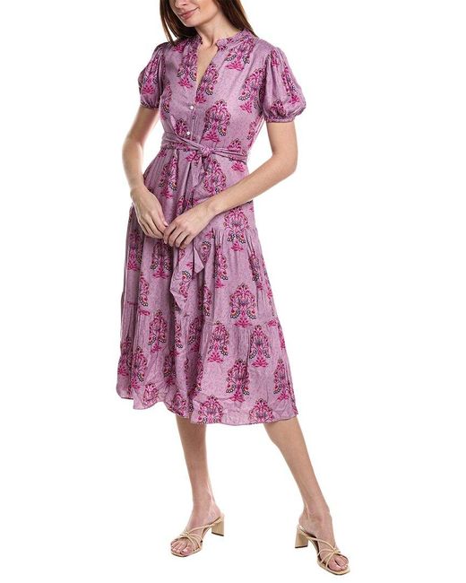 Garrie B Purple Tiered Midi Dress