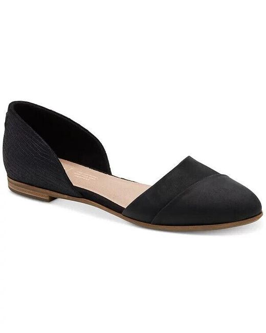 TOMS Black Jutti Flats Leather Comfort Slip-On D'Orsay Fzp443