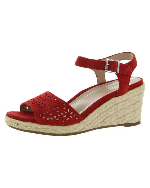 Vionic Red Ariel Suede Perforated Wedges