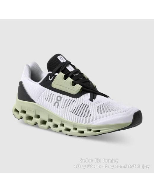 On Shoes Metallic Cloudstratus Running Shoes ( B Width ) In White/black for men