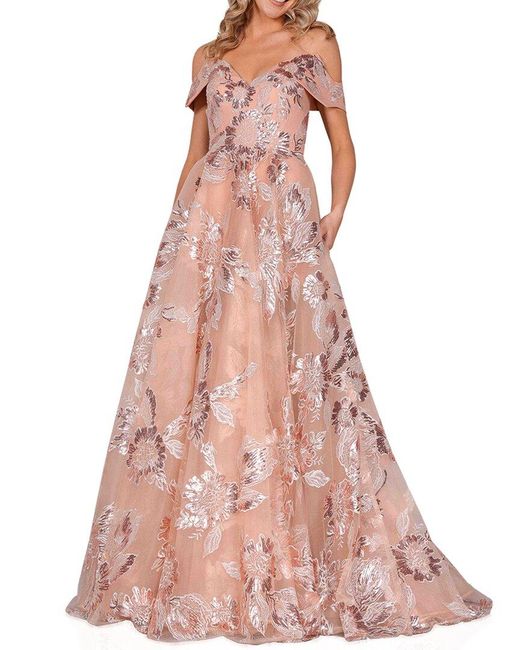 Terani Pink Rose Ballgown Embroidery Dress