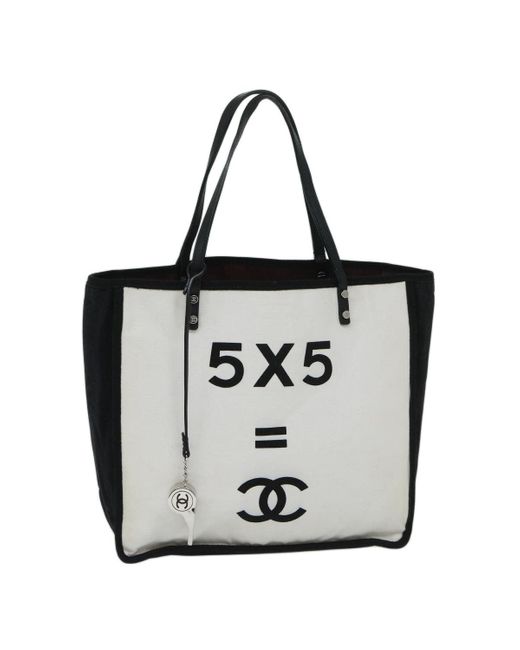 Chanel Black Cc Canvas Tote Bag (pre-owned)
