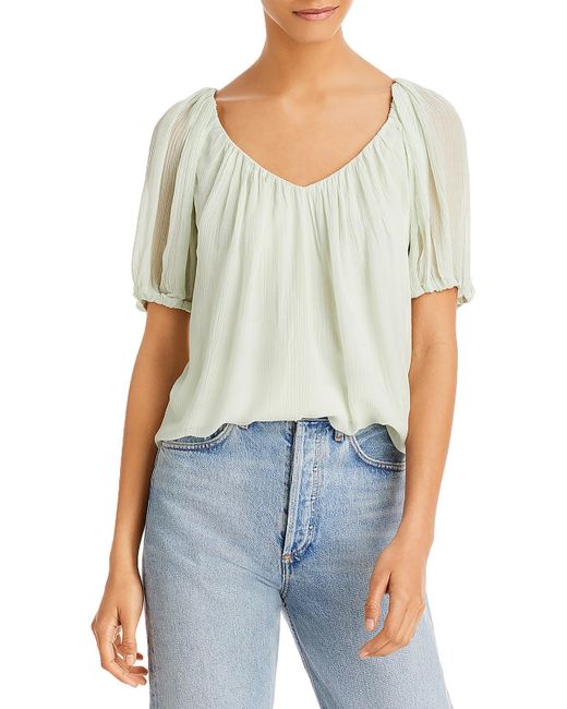 Rebecca Taylor Blue Sheer Bishop Pullover Top