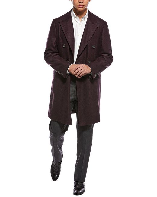 Canali Black Wool Coat for men