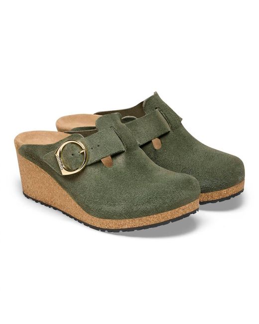 Birkenstock Green Fanny Ring Buckle Wedge By Papillio Thyme Suede
