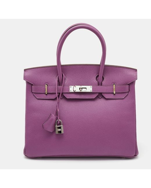 Hermès Purple Cyclamen Chevre Leather Palladium Finish Birkin 30 Bag