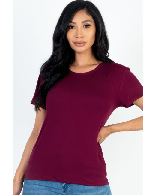 TRUEDAMES Purple Fashnzfab Basic Short Sleeve T-Shirt