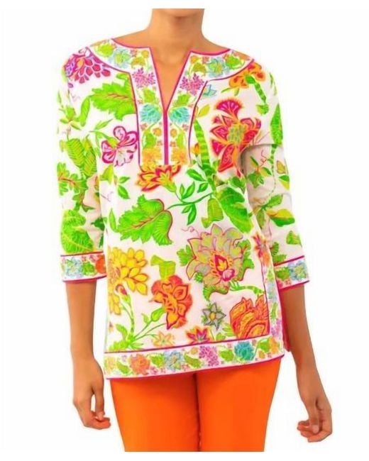 Gretchen Scott Green Glorious Split Neck Tunic