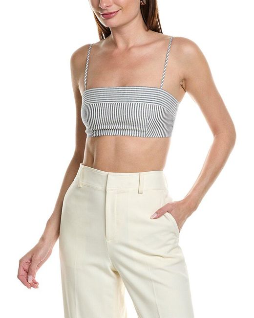 Onia Gray Air Linen-blend Foldover Cropped Top