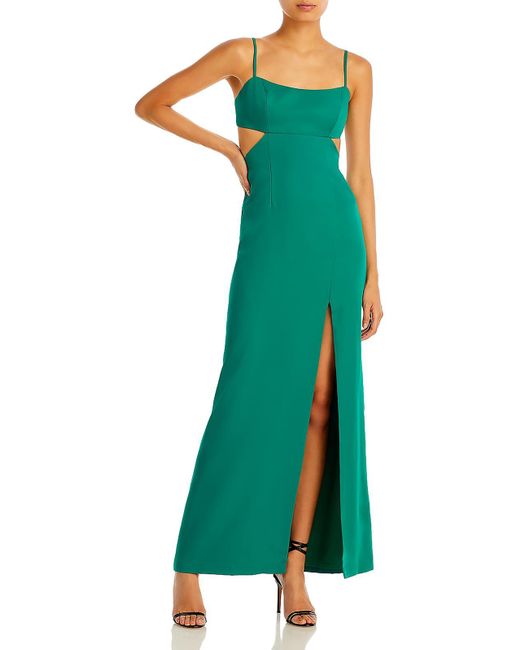 Aqua Green High Slit Long Evening Dress