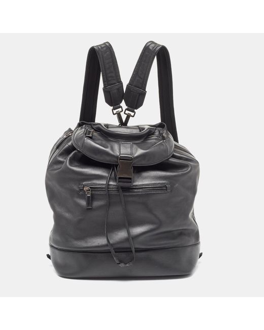 Prada Black Soft Leather Drawstring Backpack