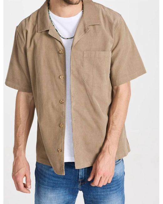 FRAME Natural Light Weight Cord Camp Collared Shirt for men