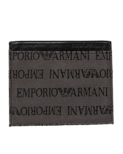 Emporio Armani Black Leather Card Holder for men