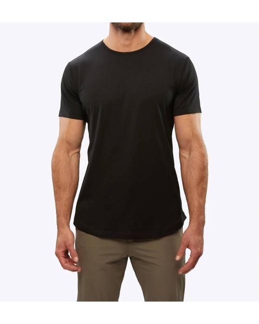 Cuts Black Curve-Hem Short Sleeve Tee for men
