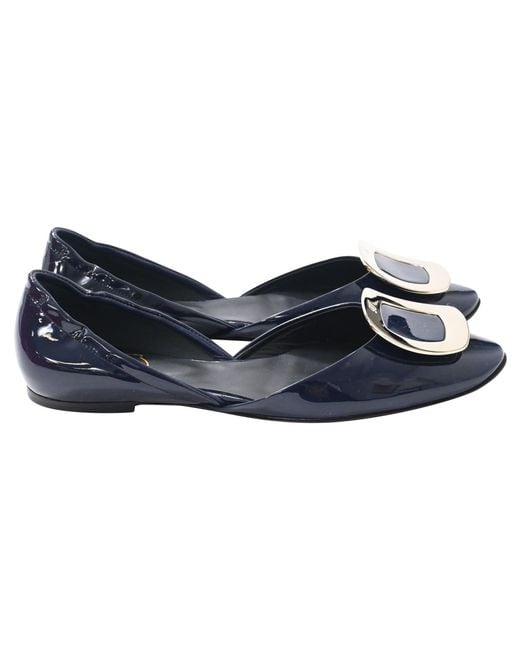 Roger Vivier Blue Ballerine Chips D'Orsay Flats