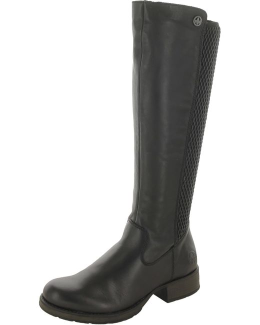 Rieker Black Faith 91 Leather Tall Knee-high Boots