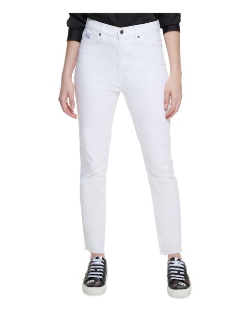 Karl Lagerfeld White Raw Hem Denim Skinny Jeans