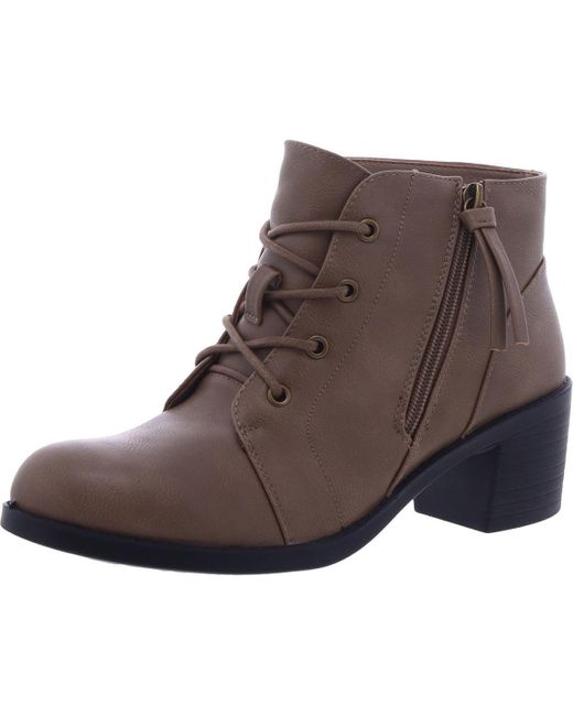 Easy Street Women's Brown Becker Faux Leather Block Heel Ankle